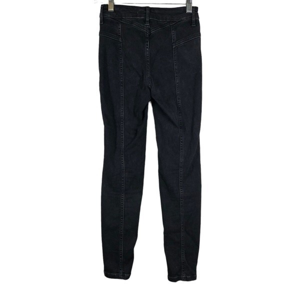 Free People Riley Seamed Skinny Jeans High Rise Washed Black 24 - Picture 7 of 9